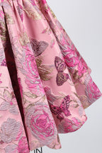 Wholesale Pink Floral Brocade Strapless Homecoming Dress 33411