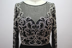Wholesale Black Beaded Mother of Bride Dress with Sleeves 32540-1