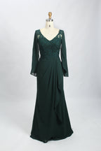 Wholesale Emerald Lace-Sleeve Mother-of-the-Bride Gown 32700