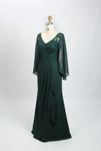 Wholesale Emerald Lace-Sleeve Mother-of-the-Bride Gown 32700