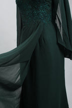 Wholesale Emerald Lace-Sleeve Mother-of-the-Bride Gown 32700