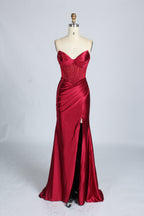 Wholesale Stunning Burgundy Satin Strapless Gown 33276