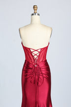 Wholesale Stunning Burgundy Satin Strapless Gown 33276