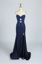 Wholesale Red Crystal - Embellished Cutout Mermaid Prom Dress 33213c
