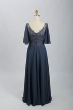 Wholesale Burgundy Lace Flutter-Sleeve Mother-of-the-Bride Gown 32698