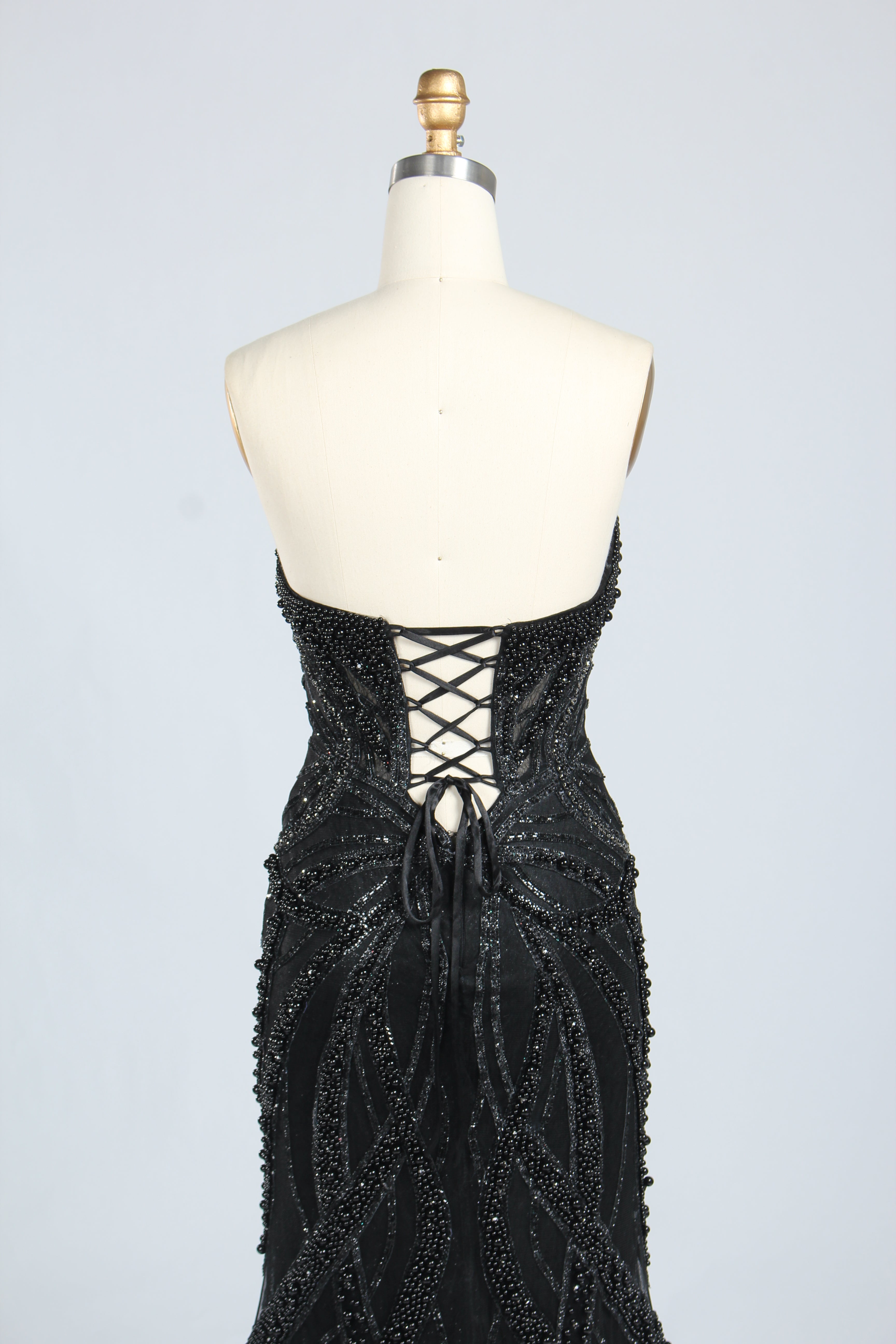 Wholesale Silver Pearl - Embellished Strapless Evening Gown 33185