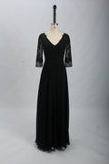 Wholesale Black Lace Half-Sleeve Mother-of-the-Bride Gown 32697