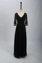 Wholesale Black Lace Half-Sleeve Mother-of-the-Bride Gown 32697
