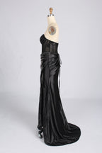 Wholesale Black Beaded Strapless Evening Gown 33292