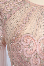 Pink Sequin Tulle Cape Mother of the Bride Dress MK169