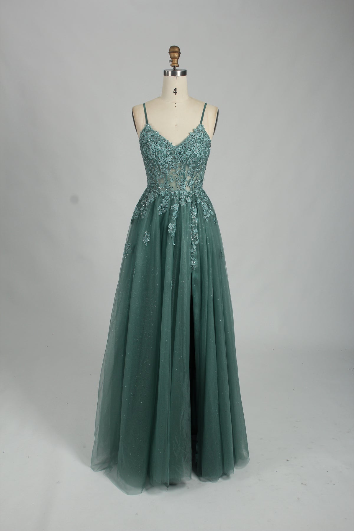 emerald green tulle prom dress Wholesale Lace Applique Glitter 32840 – mylovelene PROMO::2FOR150