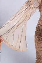 High-Neck Beaded Sequined Long Sleeve Mother of the Bride Dress MC170