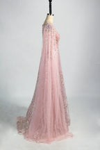 Beaded Sequin A-Line Mother of the Bride Dress with Cape Sleeves KS047