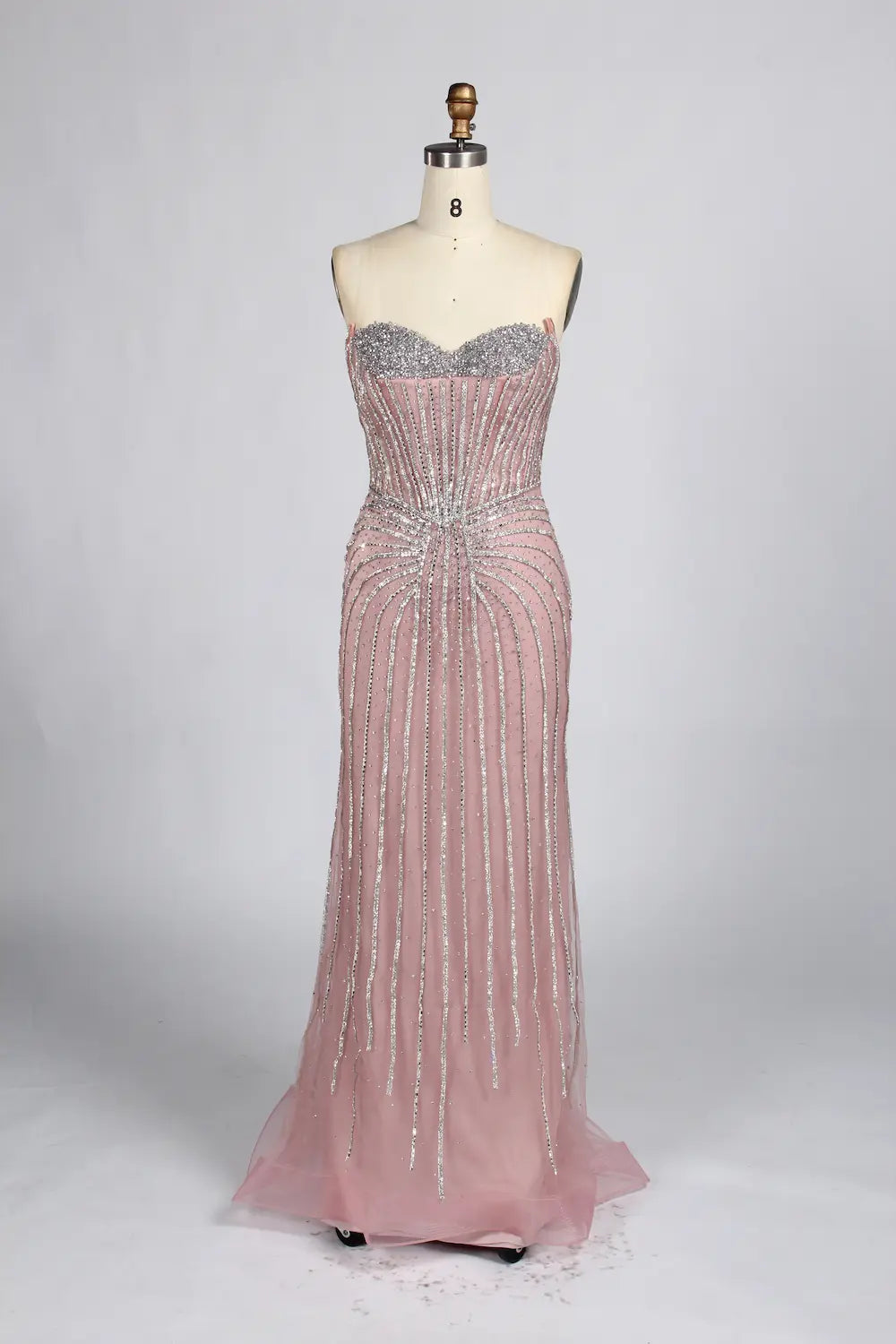 Luxury Pink Beaded Fit Mermaid Cape Sleeves Mother of the Bride Dress KY049