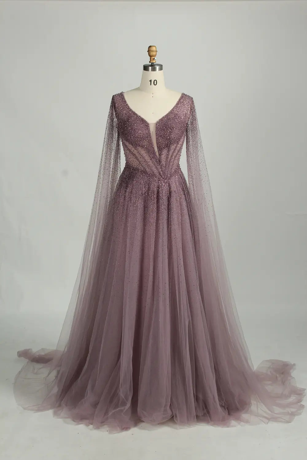 Stunning Beaded Mermaid Pink Tulle Evening Dress KS054