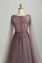 Stunning Beaded Mermaid Pink Tulle Evening Dress KS054