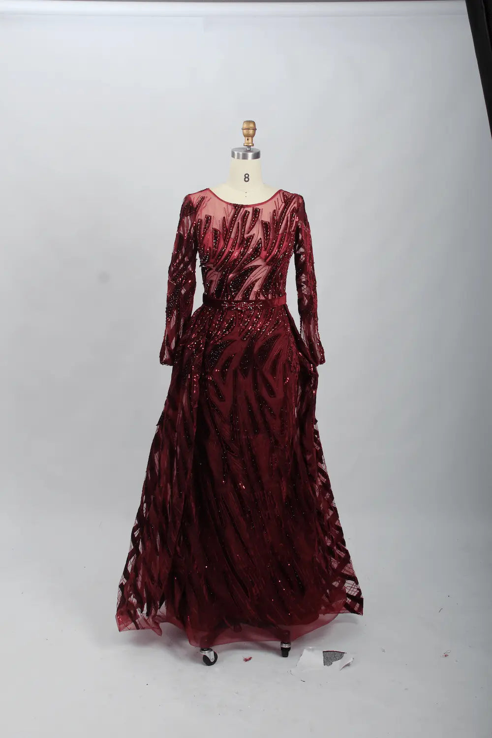 Embellished A-Line Mother of the Bride Dress with Long Sleeves MK103