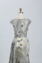 Beaded Fit-and-Flare Evening Dress with Short with Cap Sleeves MK063
