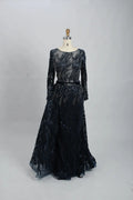 Embellished A-Line Mother of the Bride Dress with Long Sleeves MK103