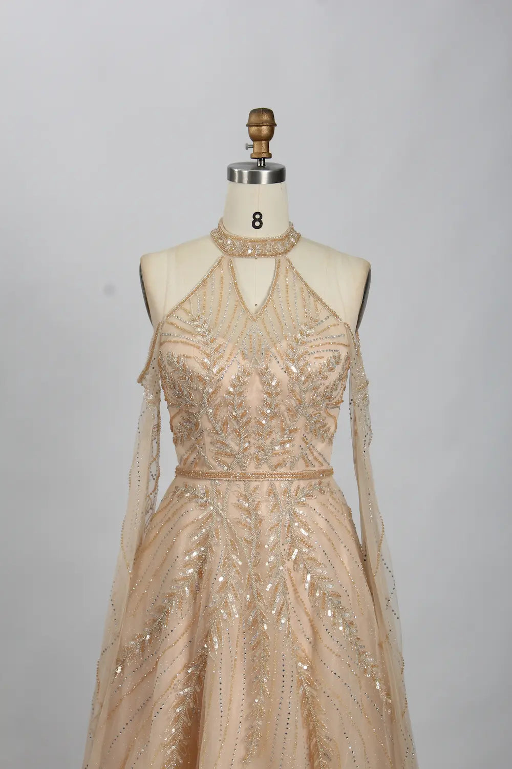 Modern Champagne Beaded A-Line Mother of the Bride Dress MC089