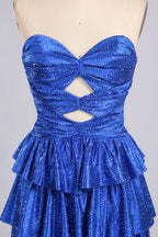 Wholesale Royal Blue Rinestone Strapless Homecoming Dress 33537