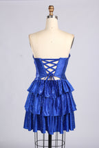 Wholesale Royal Blue Rinestone Strapless Homecoming Dress 33537