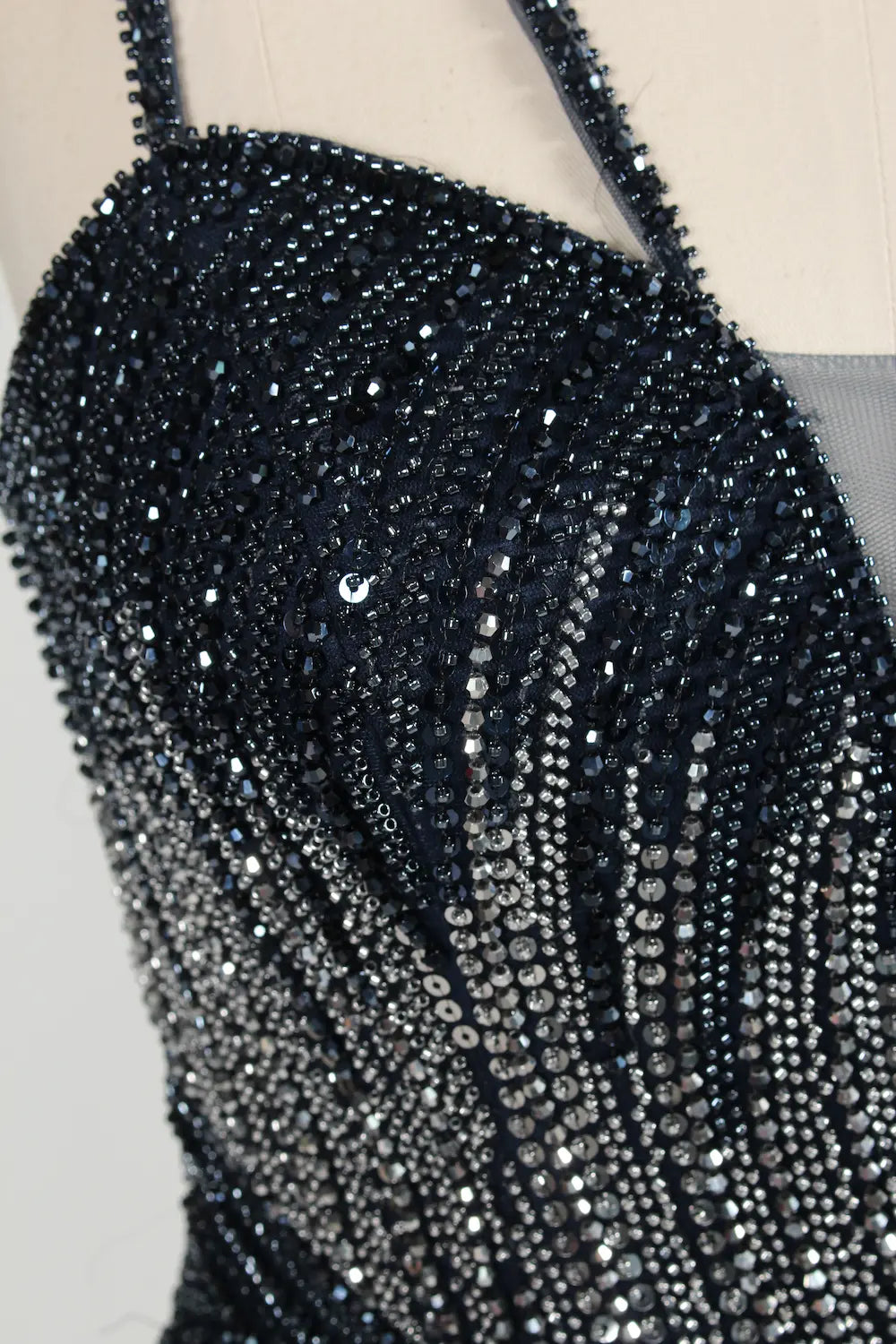 Navy Blue Sequin Sheer Cape Mermaid Mother of the Bride Dress MC157