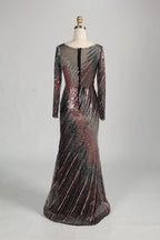 Black Long Sleeve Sequined Mermaid Overskirt Mother of the Bride Dress MC142