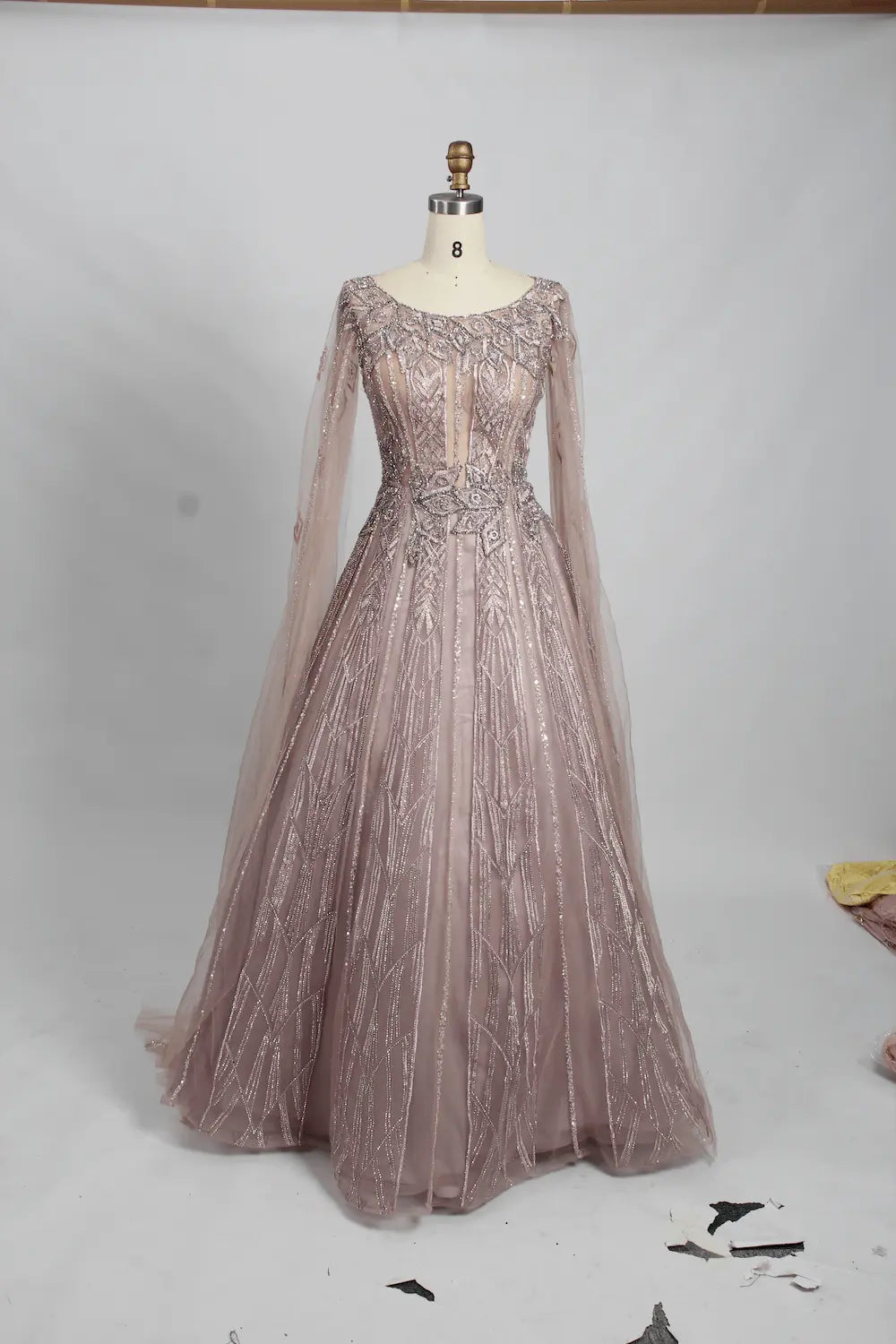 Powder Blue Timeless A-Line Mother of the Bride Dress with Long Sleeves KS014