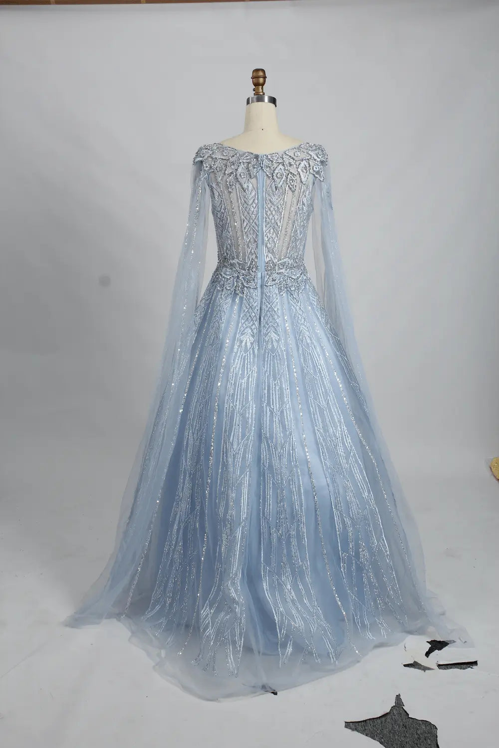 Powder Blue Timeless A-Line Mother of the Bride Dress with Long Sleeves KS014