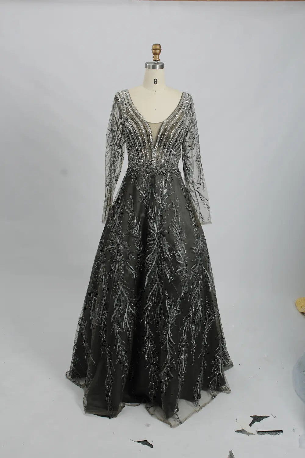 Red Lace A-Line Mother of the Bride Dress with Long Sleeves KS015B