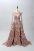 Embellished A-Line Mother of the Bride Dress with Long Sleeves MK075