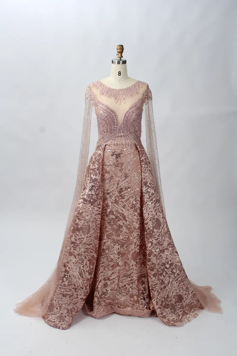 Embellished A-Line Mother of the Bride Dress with Long Sleeves MK075