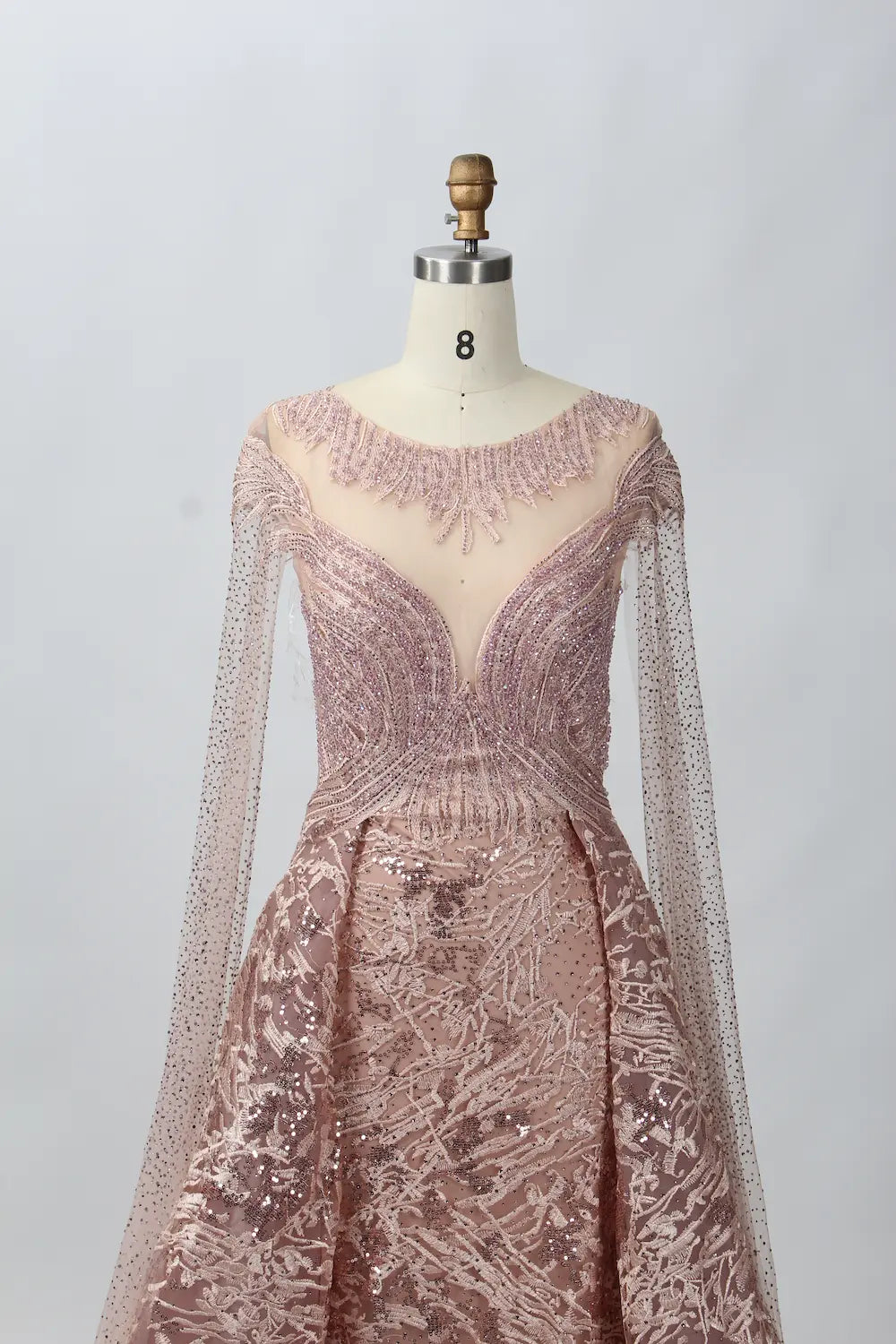 Embellished A-Line Mother of the Bride Dress with Long Sleeves MK075