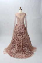 Embellished A-Line Mother of the Bride Dress with Long Sleeves MK075
