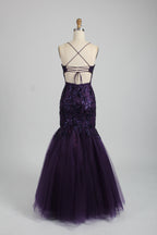 Wholesale Plum Sequin Mermaid Prom Dress 32904