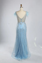 Elegant V-Neck Floral Long Sleeve A-Line Mother of the Bride Dress KS053