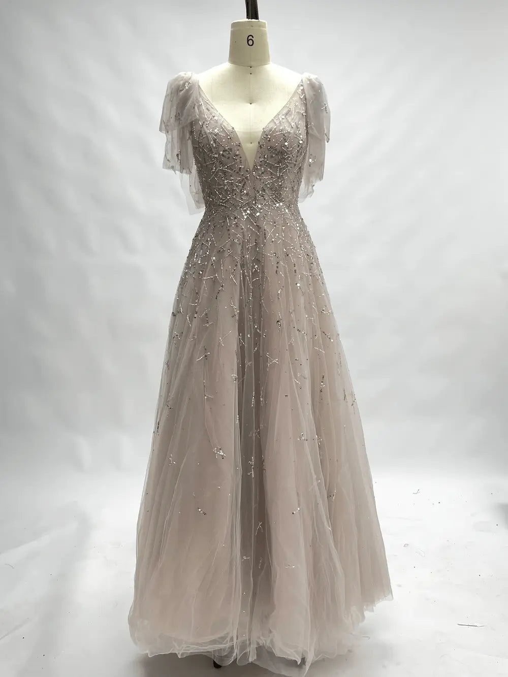 Champagne Refined A-Line Mother of the Bride Dress with Short Sleeves MC092