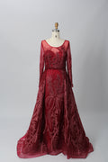 Supplier Sheer Neckline Beaded Embroidered Mother of the Bride Dress MK053