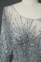 Supplier Sheer Neckline Beaded Embroidered Mother of the Bride Dress MK053