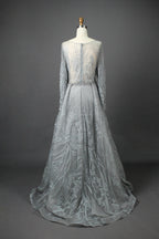 Supplier Sheer Neckline Beaded Embroidered Mother of the Bride Dress MK053