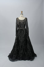 Supplier Sheer Neckline Beaded Embroidered Mother of the Bride Dress MK053