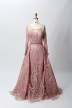 Supplier Sheer Neckline Beaded Embroidered Mother of the Bride Dress MK053