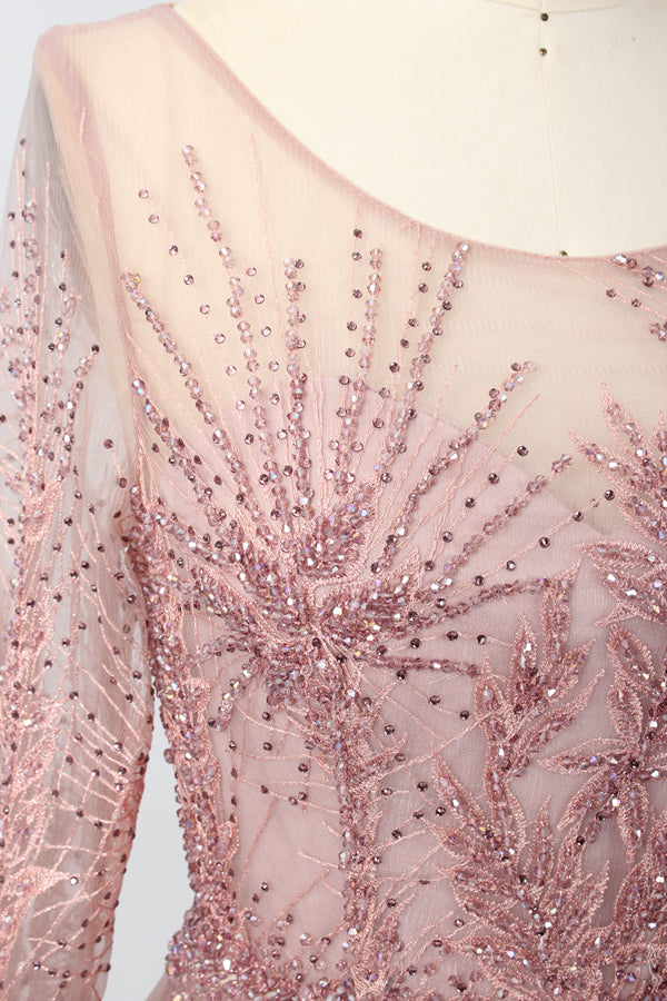 Supplier Sheer Neckline Beaded Embroidered Mother of the Bride Dress MK053