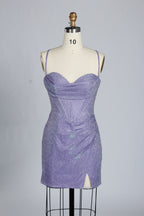 Wholesale Teal Glitter Spaghetti-Strap Ruched Homecoming Dress d-099s