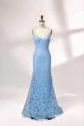 Wholesale V-Neck Lace Appliqué Evening Gown with Sheer Back 32589b
