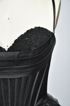 Wholesale Black Sequin Ruffled Spaghetti-Strap Evening Gown 33337